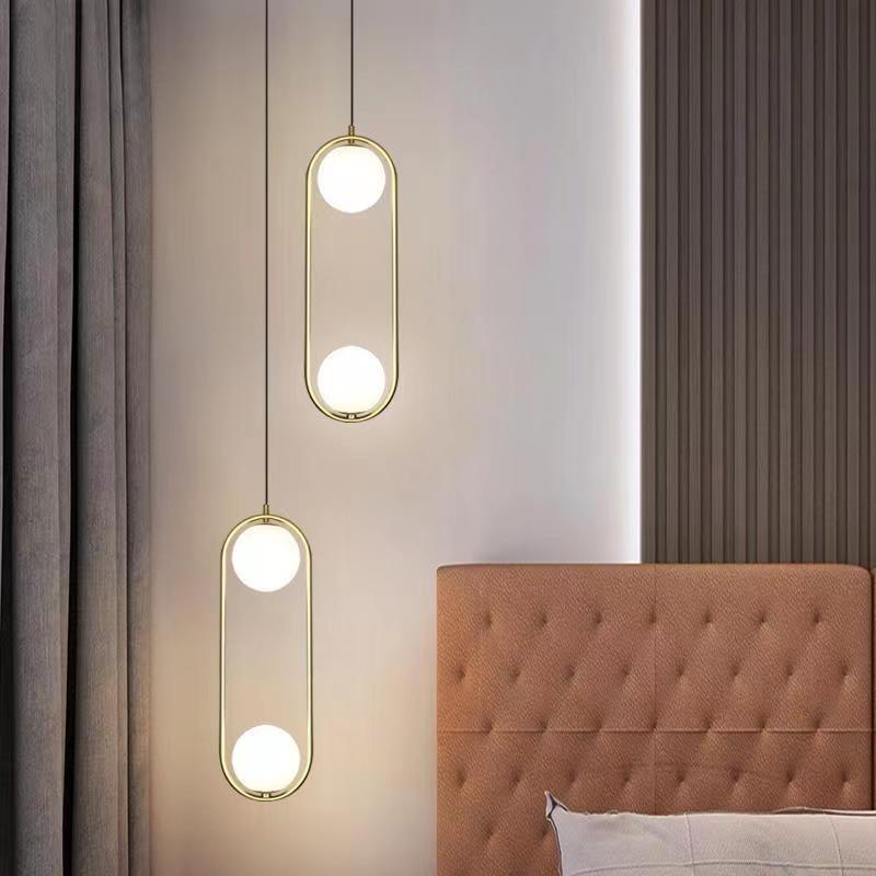 Modern Simplicity Teardrop Oval Iron Glass 1/2-Light Pendant Light For Bedroom