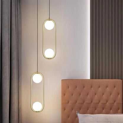 Modern Simplicity Teardrop Oval Iron Glass 1/2-Light Pendant Light For Bedroom