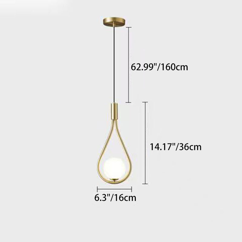 Modern Simplicity Teardrop Oval Iron Glass 1/2-Light Pendant Light For Bedroom
