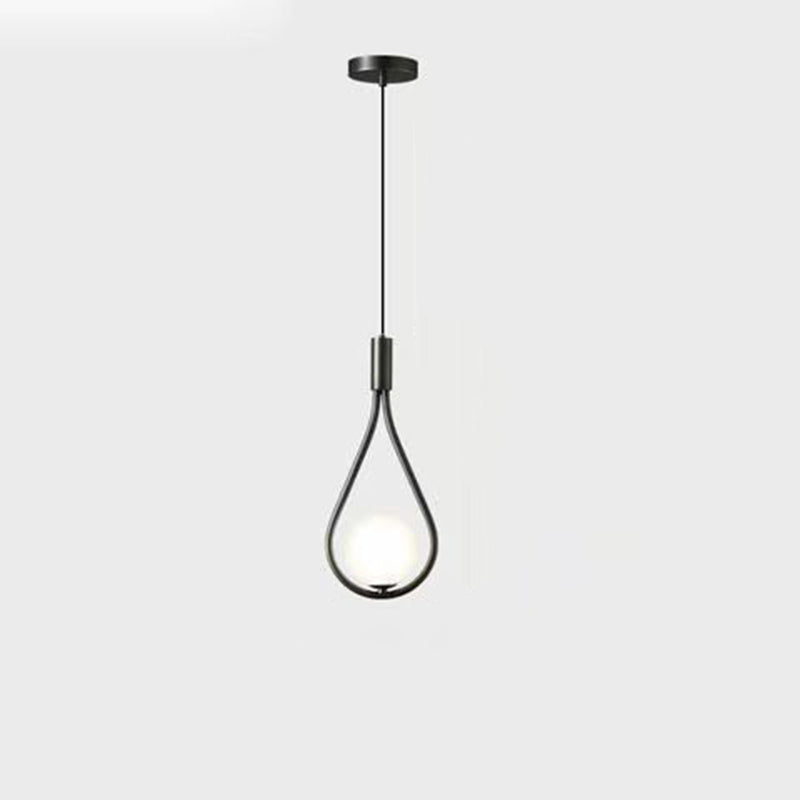 Modern Simplicity Teardrop Oval Iron Glass 1/2-Light Pendant Light For Bedroom