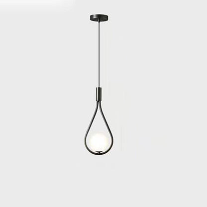 Modern Simplicity Teardrop Oval Iron Glass 1/2-Light Pendant Light For Bedroom