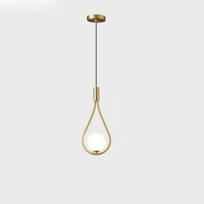 Modern Simplicity Teardrop Oval Iron Glass 1/2-Light Pendant Light For Bedroom