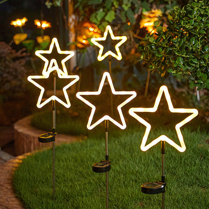 Modern Art Deco Solar Waterproof Cactus Pineapple Pentagram PVC Stainless Steel ABS LED Outdoor Lights Landscape Lighting For Garden