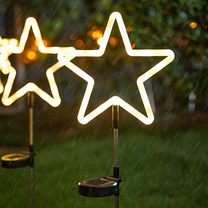 Modern Art Deco Solar Waterproof Cactus Pineapple Pentagram PVC Stainless Steel ABS LED Outdoor Lights Landscape Lighting For Garden