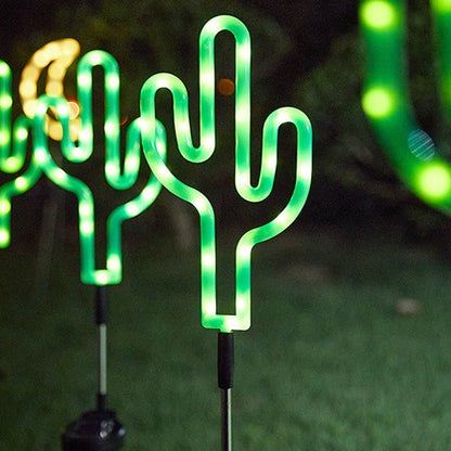 Modern Art Deco Solar Waterproof Cactus Pineapple Pentagram PVC Stainless Steel ABS LED Outdoor Lights Landscape Lighting For Garden