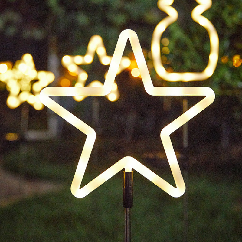 Modern Art Deco Solar Waterproof Cactus Pineapple Pentagram PVC Stainless Steel ABS LED Outdoor Lights Landscape Lighting For Garden