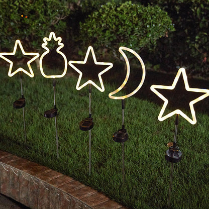 Modern Art Deco Solar Waterproof Cactus Pineapple Pentagram PVC Stainless Steel ABS LED Outdoor Lights Landscape Lighting For Garden