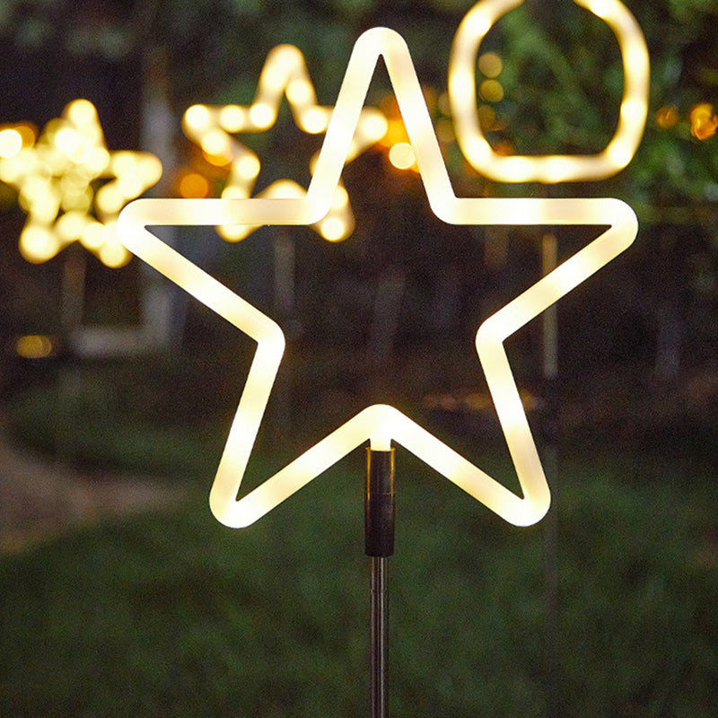 Modern Art Deco Solar Waterproof Cactus Pineapple Pentagram PVC Stainless Steel ABS LED Outdoor Lights Landscape Lighting For Garden