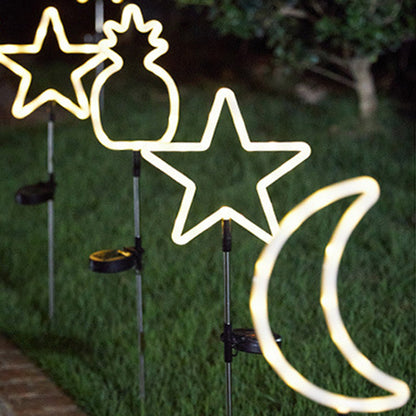 Modern Art Deco Solar Waterproof Cactus Pineapple Pentagram PVC Stainless Steel ABS LED Outdoor Lights Landscape Lighting For Garden