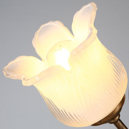 Contemporary Creative Flower-Shaped Iron Glass 2-Light Table Lamp For Bedroom
