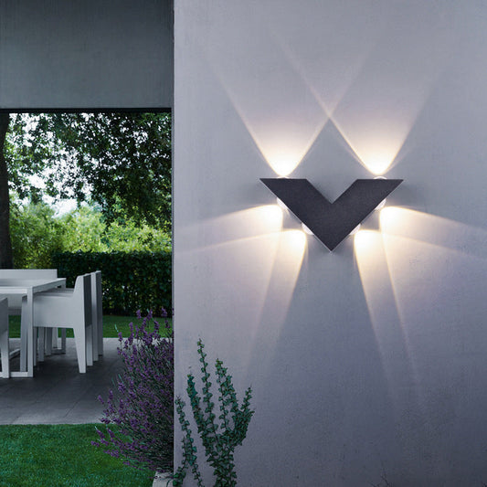 Modern Minimalist Waterproof V-Shaped Aluminum PC LED Wall Sconce Lamp For Garden