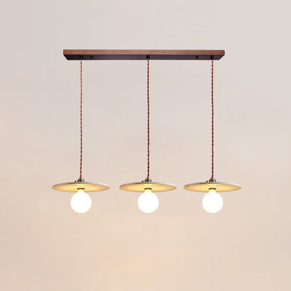 Contemporary Nordic Disc-shaped Metal Travertine Glass 1/3-Light Pendant Light For Dining Room