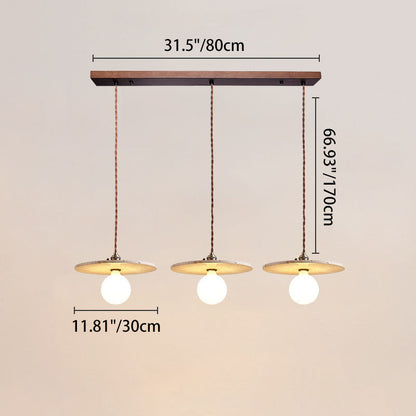 Contemporary Nordic Disc-shaped Metal Travertine Glass 1/3-Light Pendant Light For Dining Room