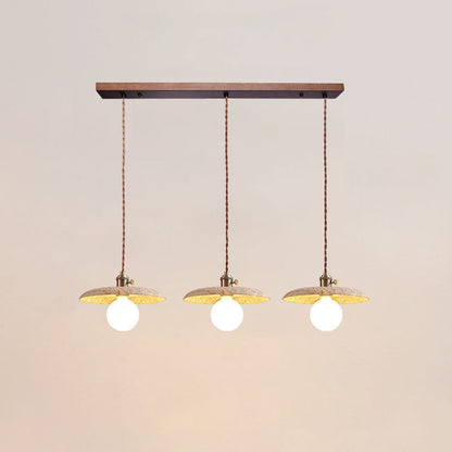Contemporary Nordic Disc-shaped Metal Travertine Glass 1/3-Light Pendant Light For Dining Room