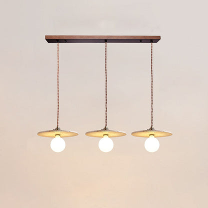 Contemporary Nordic Disc-shaped Metal Travertine Glass 1/3-Light Pendant Light For Dining Room