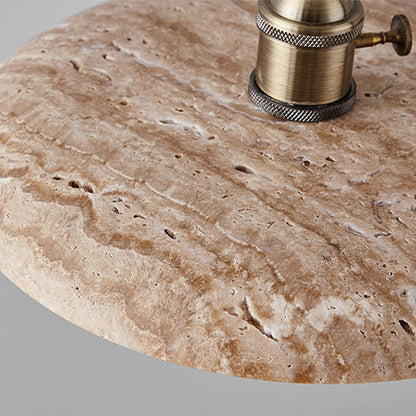 Contemporary Nordic Disc-shaped Metal Travertine Glass 1/3-Light Pendant Light For Dining Room