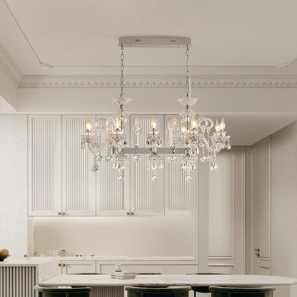 Modern Luxury Candlestick-Shaped Metal Crystal 10/12-Light Chandelier For Dining Room