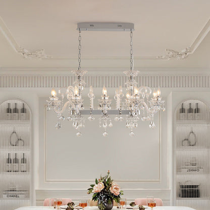 Modern Luxury Candlestick-Shaped Metal Crystal 10/12-Light Chandelier For Dining Room