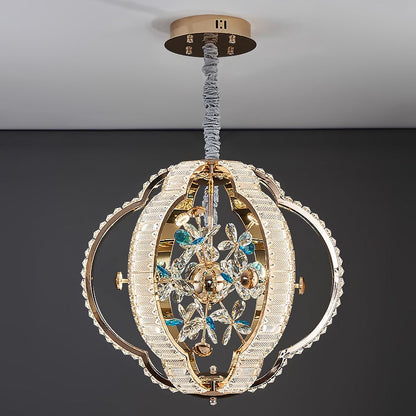 Contemporary Luxury Hollow Sphere Metal Crystal LED Chandelier For Bedroom