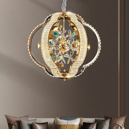 Contemporary Luxury Hollow Sphere Metal Crystal LED Chandelier For Bedroom
