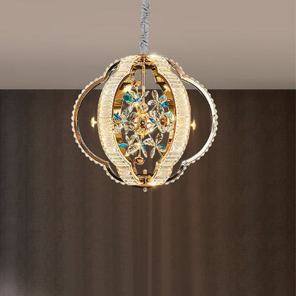 Contemporary Luxury Hollow Sphere Metal Crystal LED Chandelier For Bedroom