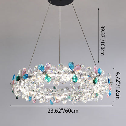 Contemporary Luxury Circular Wave Line Hardware Crystal LED Chandelier For Living Room