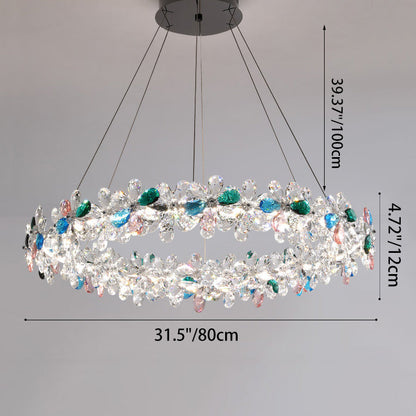 Contemporary Luxury Circular Wave Line Hardware Crystal LED Chandelier For Living Room