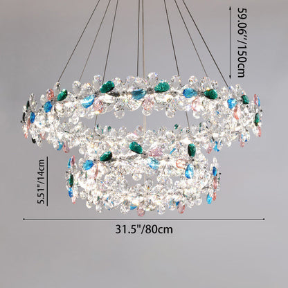Contemporary Luxury Circular Wave Line Hardware Crystal LED Chandelier For Living Room