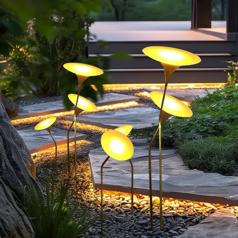 Contemporary Creative Waterproof Solar Mushroom-shaped Stainless Steel Acrylic LED Outdoor Light Landscape Lighting For Garden