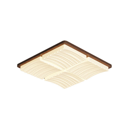 Modern Minimalist Square Wave Pattern Iron Acrylic LED Flush Mount Ceiling Light For Bedroom
