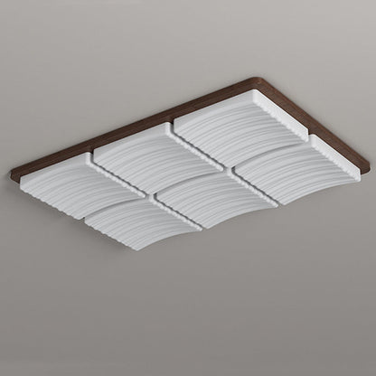 Modern Minimalist Square Wave Pattern Iron Acrylic LED Flush Mount Ceiling Light For Bedroom