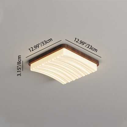 Modern Minimalist Square Wave Pattern Iron Acrylic LED Flush Mount Ceiling Light For Bedroom