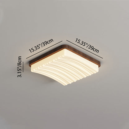 Modern Minimalist Square Wave Pattern Iron Acrylic LED Flush Mount Ceiling Light For Bedroom