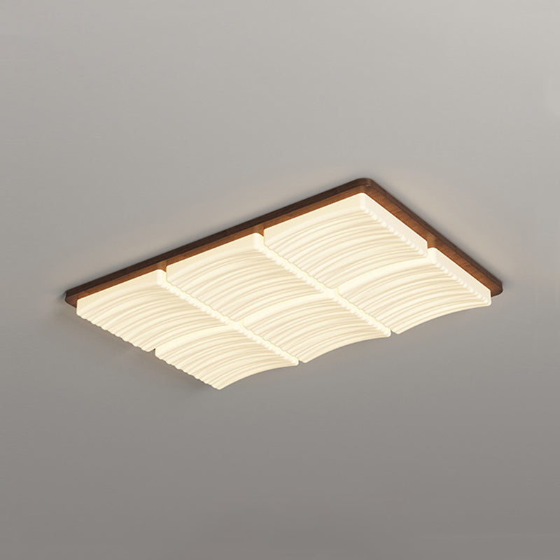Modern Minimalist Square Wave Pattern Iron Acrylic LED Flush Mount Ceiling Light For Bedroom