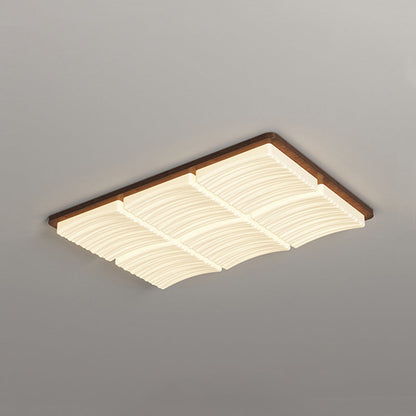 Modern Minimalist Square Wave Pattern Iron Acrylic LED Flush Mount Ceiling Light For Bedroom