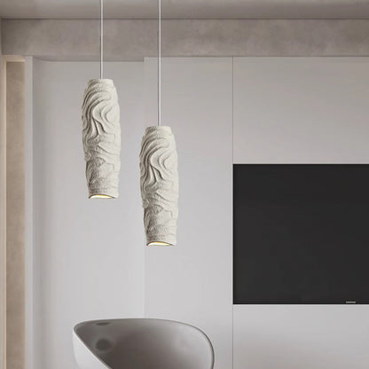 Contemporary Nordic Square Cylindrical Vase Iron Resin Fiberglass 1-Light Pendant Light For Bedroom