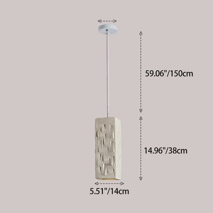 Contemporary Nordic Square Cylindrical Vase Iron Resin Fiberglass 1-Light Pendant Light For Bedroom