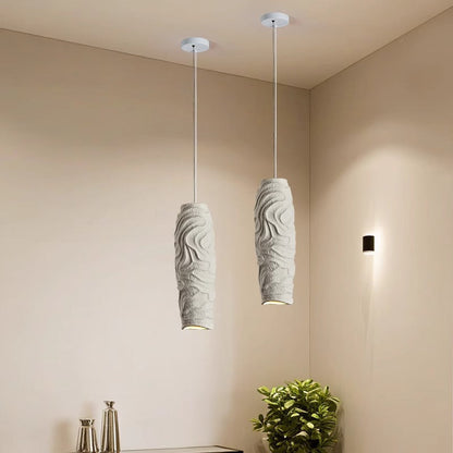 Contemporary Nordic Square Cylindrical Vase Iron Resin Fiberglass 1-Light Pendant Light For Bedroom