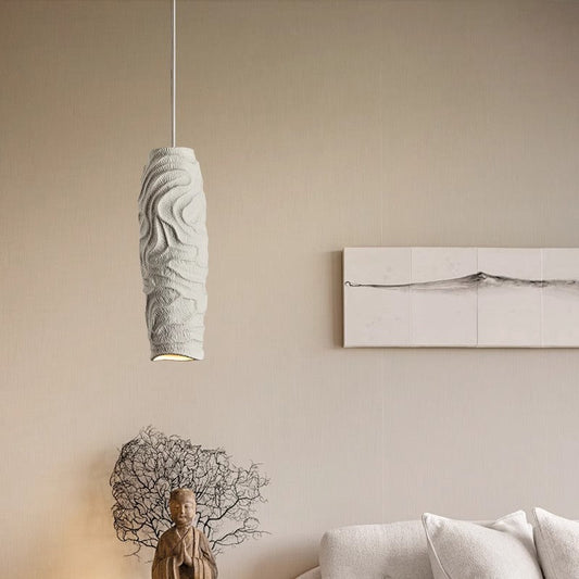 Contemporary Nordic Square Cylindrical Vase Iron Resin Fiberglass 1-Light Pendant Light For Bedroom