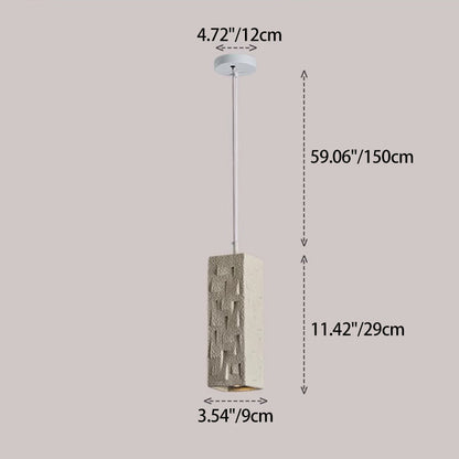 Contemporary Nordic Square Cylindrical Vase Iron Resin Fiberglass 1-Light Pendant Light For Bedroom