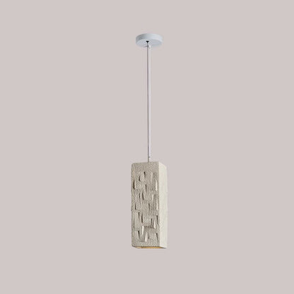 Contemporary Nordic Square Cylindrical Vase Iron Resin Fiberglass 1-Light Pendant Light For Bedroom