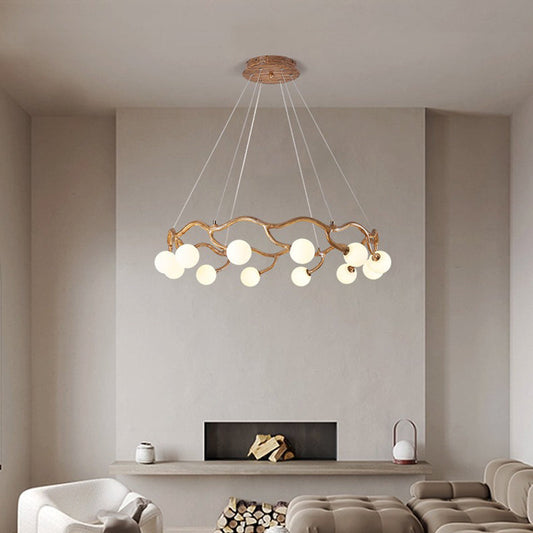 Modern Minimalist Circular Metal Resin Glass 6/8/10/12/16-Light Chandelier For Living Room
