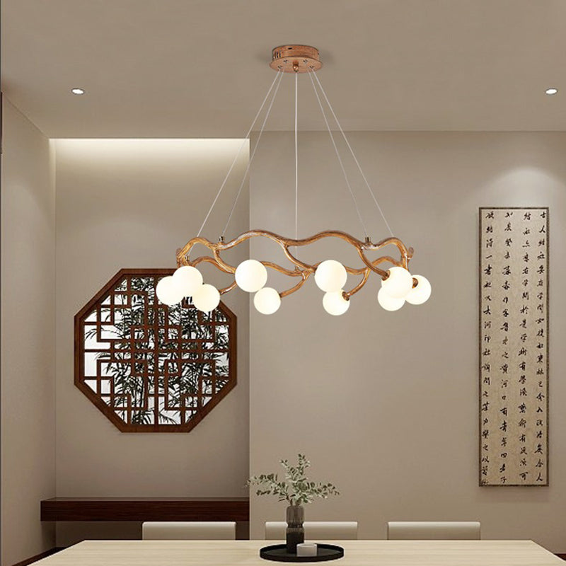 Modern Minimalist Circular Metal Resin Glass 6/8/10/12/16-Light Chandelier For Living Room
