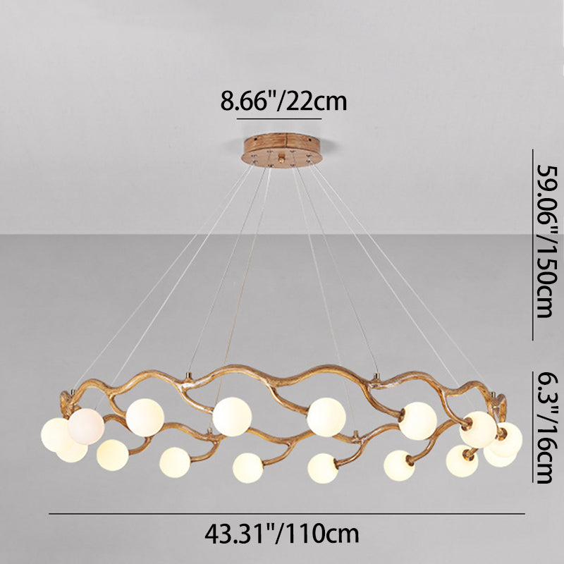 Modern Minimalist Circular Metal Resin Glass 6/8/10/12/16-Light Chandelier For Living Room