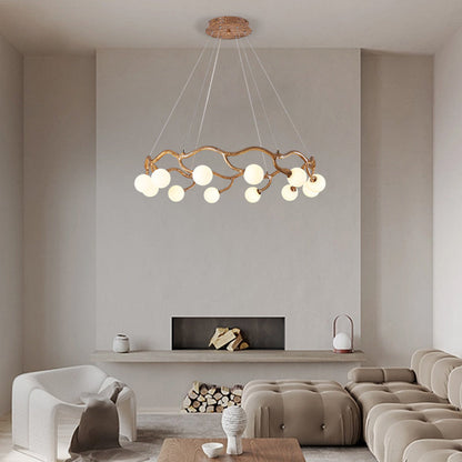 Modern Minimalist Circular Metal Resin Glass 6/8/10/12/16-Light Chandelier For Living Room