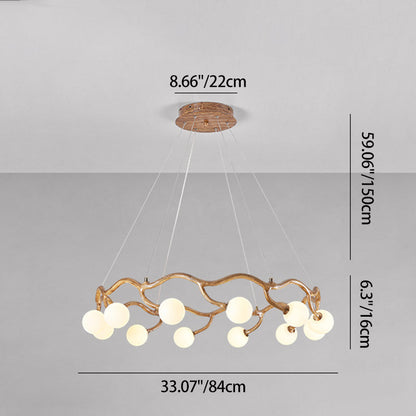 Modern Minimalist Circular Metal Resin Glass 6/8/10/12/16-Light Chandelier For Living Room