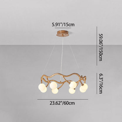 Modern Minimalist Circular Metal Resin Glass 6/8/10/12/16-Light Chandelier For Living Room