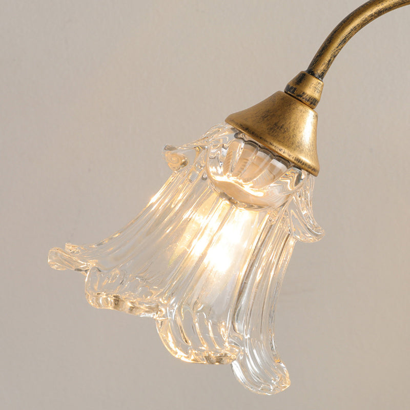 Traditional Vintage Double-Headed Flower Vine Iron Crystal Glass 2-Light Table Lamp For Bedroom