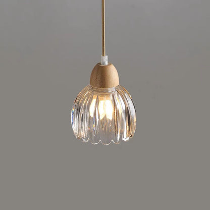 Traditional Vintage Floral Rubberwood Glass 1/3-Light Chandeliers For Bedroom