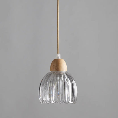 Traditional Vintage Floral Rubberwood Glass 1/3-Light Chandeliers For Bedroom